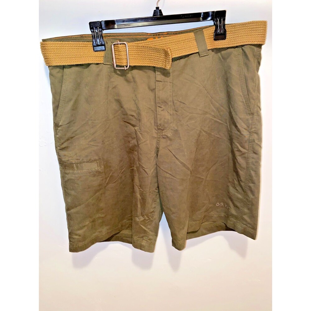 Orvis Cargo Shorts Mens 38 Belted Stretch Outdoor Hiking Fishing Brown Travel